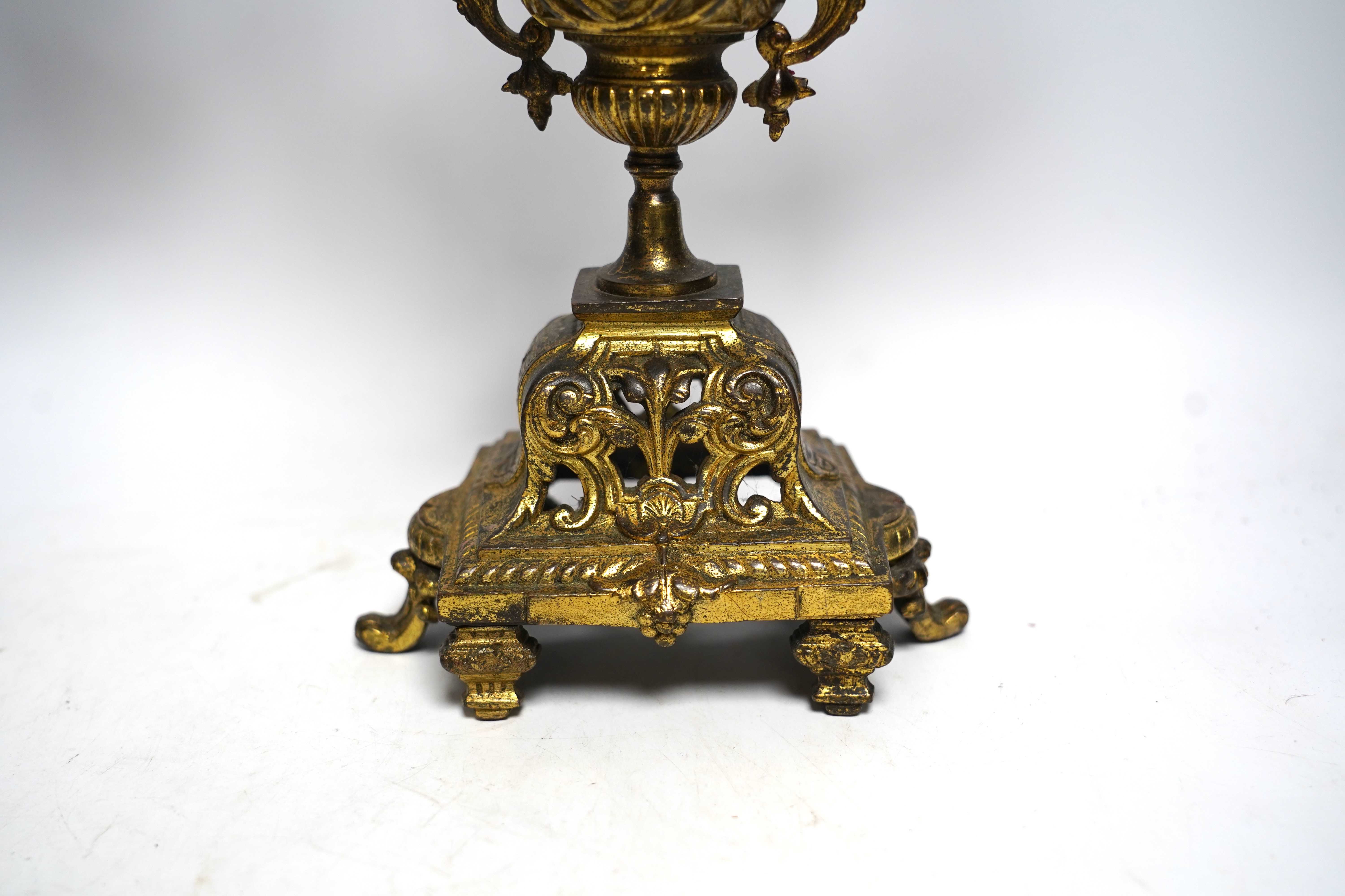 A pair of Victorian gilt brass candelabra, 51cm high